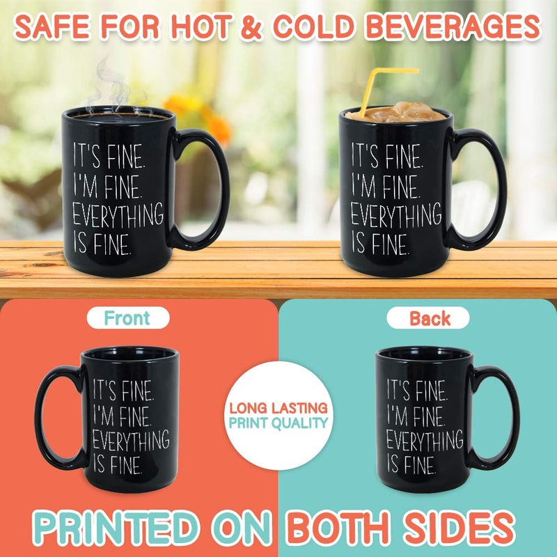 Bubble Hugs Mom Coffee Mug 15 oz Black, It's Fine Funny Witty Sarcasm Humor Mother Women - Image 3
